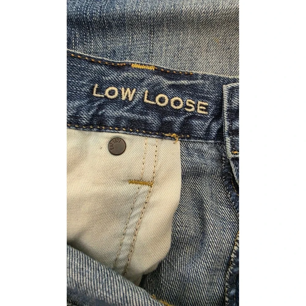 American Eagle Mens Blue Jeans 38x32 Straight Leg Cotton Denim Distressed Wash